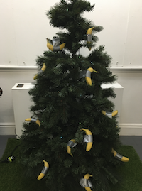 Christmas tree decorated with bananas
